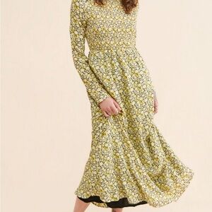 Floral Yellow Long Sleeve Dress